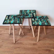 Hanah Home Set klub stocica 3Shp167, 3 komada, Svetloplava