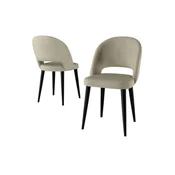 Hanah Home set trpezarijskih stolica Pane 2 kom, krem tkanina Babyface, crne metalne noge