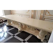 Casa Padrino luxury baroque dining table ivory/multicolored/gold - Large solid wood dining room table in baroque style - Baroque dining room & hotel furniture - Luxury Quality - Made in Italy