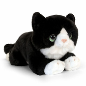 Plišani macic koji leži - Crni i bijeli, 25 cm
