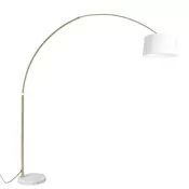 Lok svetilka medenina z belim tekstilnim odtenkom bela 50 cm - XXL
