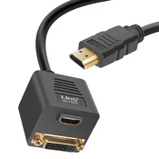 LINQ LinQ, Video adapter HDMI moški z DVID žensko in HDMI žensko, Črna, (5000191826)
