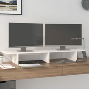 vidaXL Stojalo za zaslon belo 100x27x15 cm trdna borovina