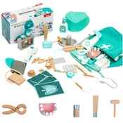 slomart Komplet malega zdravnika SP. ZOBOZDRAVNIK LEAN TOYS, lesena lekarna, predpasnik (20 delov)