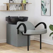Stolica za šampon Svijetlo siva i crna 136 x 60 x 92 cm tkanina
