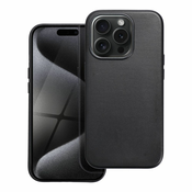 Ovitek Leather Mag Cover iz eko usnja z vgrajenim magnetnim obročem za iPhone 15 Pro - black