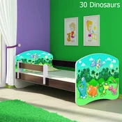 Djecji krevet ACMA s motivom, bocna wenge 140x70 cm 30 Dinosaurs