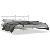 Vidaxl Kovinski posteljni okvir z vzglavjem bel 193x203 cm