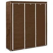 Vidaxl Garderobna omara s predelki in palicami rjava 150x45x175cm
