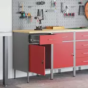 vidaXL vidaXL Delovna omara 2 kosa Rdeča in Siva - Les in Jeklo, (22047474)
