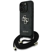 shumee Ovitek Guess za iPhone 16 Pro 4G z velikim logotipom, črn