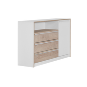 Matis Kaliopa 1V3F Komoda, 147.5x39.5x91, Belo-Premium hrast