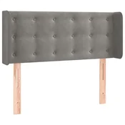 Vidaxl Vzglavje z ušesi svetlo sivo 103x16x78/88 cm žamet