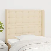 Vidaxl Vzglavje z ušesi krem 93x16x118/128 cm blago