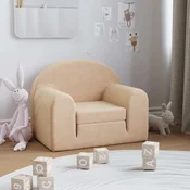 Vidaxl Otroški kavč krem mehak pliš