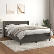 Greatstore Box spring posteljni z vzmetnico temno siv 140x190 cm žamet