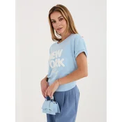 Svetlo modra bluza z napisom New York