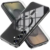 GS Ovitek za Samsung Galaxy S25, Electro MagSafe, črn + zaščitno steklo za zaslon