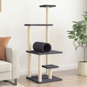 Greatstore Mačje drevo s praskalniki iz sisala temno sivo 136 cm