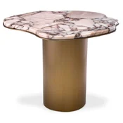 Casa Padrino luxury side table multicolored/brass 58.5 x 60.5 x H. 51 cm - Stainless steel table with marble top - Living room furniture - Luxury furniture - Living room furnishings