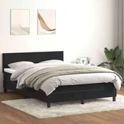 vidaXL Box spring postelja z vzmetnico črna 160x210 cm žamet