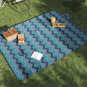 Vidaxl Piknik odeja zložljiva modra valovita 200x150 cm žametna