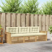 Set vanjskih sofa 3 kom. Bijela i krem Cvrsto drvo akacije