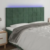 Vidaxl vidaXL Vzglavje postelje z LED diodo temno zeleno 200x5x118/128 cm