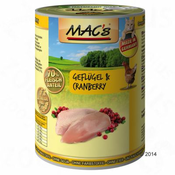 6x400g MAC´s Cat za mačke - Perutnina & brusnice