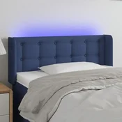 Vidaxl vidaXL Vzglavje postelje z LED modro 93x16x78/88 cm blago