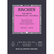 ARCHES akvarelni blok gladek HP naravno bela 300 g/m2 A5 – A3 - 12 listov - 26 × 36 cm