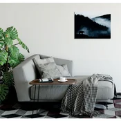 WallXpert slika na platnu DC371, silueta medveda na brdu iznad šume u magli, 30 x 40 cm