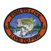 shumee Našitek Ribe za življenje, živi za ribolov - magnetna podlaga - vezen našitek/značka/emblem