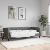 Greatstore Raztegljiva postelja temno siva 90x190 cm blago