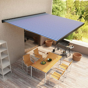 VIDAXL motorizirana kasetna tenda (400x300cm), modra in bela
