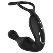 Lonely - rotirajuci vibrirajuci masažer prostate s prstenom za penis (crni)