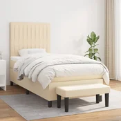 Box spring postelja z vzmetnico krem 100x200 cm blago