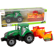 slomart LEAN TOYS Traktor s kultivatorjem, zelen/oranžna, frikcijski pogon