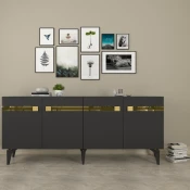 Hanah Home Konzola Hayat KB150, 150x80x35 cm, Antracit-zlatne boje