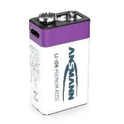 Ansmannov Li-ion 9V blok, min 340 mAh, z elektroniko za polnjenje, USB-C