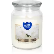 BISPOL Premium Line White Flowers dišeča sveča 500 g