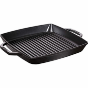 slomart Kvadratna litoželezna žar ponev Staub z dvema ročajema - 33 cm, črna