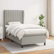 Greatstore Box spring postelja z vzmetnico svetlo siv 100x200 cm blago