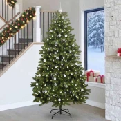 Umestno božično drevo 270 cm 300 LED Toplo bela PVC in jeklo