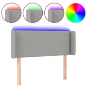 Vidaxl LED posteljno vzglavje svetlo sivo 103x16x78/88 cm blago