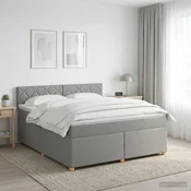 vidaXL Postelja boxspring z vzmetnico Svetlo siva 140 x 200 cm Blago