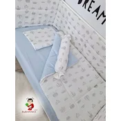 Bubamara037 Set posteljine za krevetac sa ravnom ogradicom Glitter, Plavi