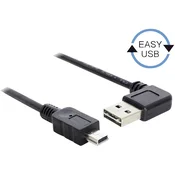 Delock USB 2.0 priključni kabel [1x USB 2.0 - 1x USB 2.0 Mini-B] 2m črn Pozlačeni konektorji DeL