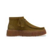 Clarks za ženske. 26183872 Torhill Moss Usnjeni čevlji zelena (38), Ravna stran, Čipke, Priložnostno
