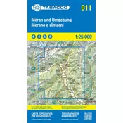 Meran und Umgebung-Merano e dintorni. Carta topografica in scala 1:25.000, antistrappo, impermeabile, fotodegradabile